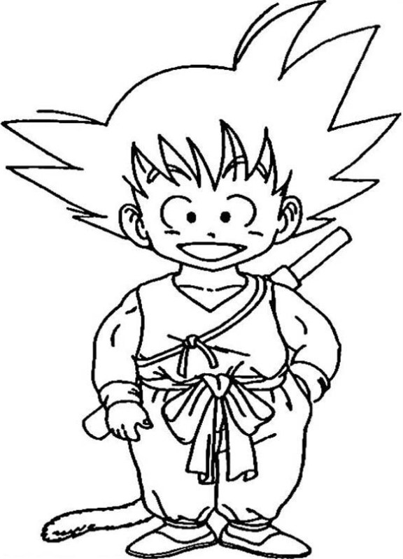 Mewarnai gambar son goku tokoh utama dalam anime jepang 