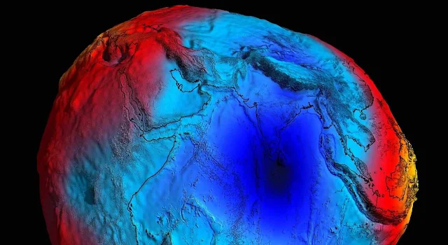 A map of Earth's 'geoid'. The shape the planet would take under the influence of gravity if there were no winds and tides. (ESA/HPF/DLR)
