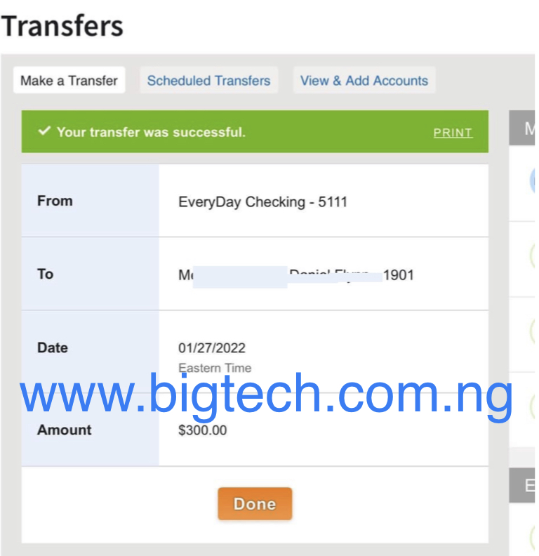 ACH bank transfer