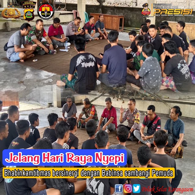 Jelang Hari Raya Nyepi, Bhabinkamtibmas bersinergi dengan Babinsa Sambangi Pemuda