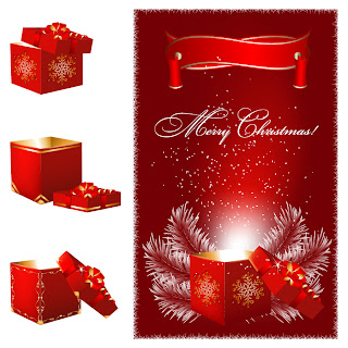 金色と真紅が基調のゴージャスなクリスマス ギフト gorgeous christmas gift vector イラスト素材2