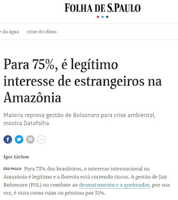 Print de matéria da Folha de São Paulo, dia 02/09/2019