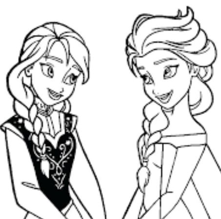 Gambar Mewarnai Frozen 2 Putri Anna dan Ratu Elsa 2019 