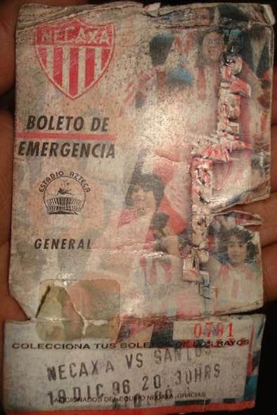 BOLETO NECAXA VS SANTOS (1996)...