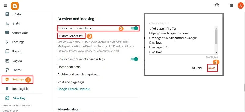 Blogger XML sitemap generator steps demo