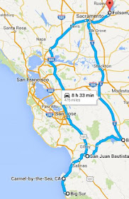 Folsom-Carmel trip map