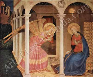 The Great Artist Fra Angelico Painting “The Annunciation” 1433-34 68" X 70" Museo Diocesano, Cortona