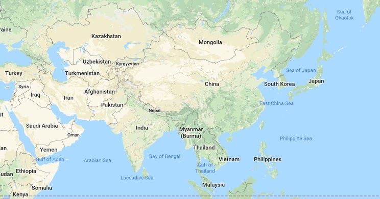 Peta ASIA  Tenggara  Barat Selatan Timur Lengkap dan Jelas