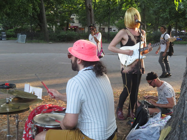 Three musicians jammed in Tompkins Square Park on June 5