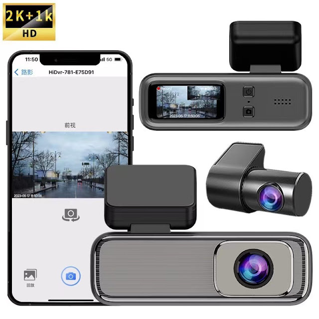 2K 1080P Dual Lens Car Driving Recorder Wifi Camera Loop Recording Night Vision Recorder Car Dash Cam