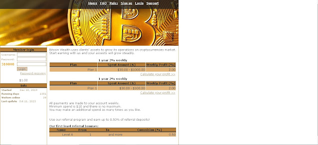 bitcoinwealth.biz Hyip Program Details