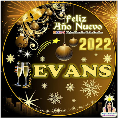 Nombre EVANS por Año Nuevo 2022 - Cartelito hombre