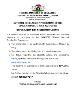 fsb national scholarship in slovak republic