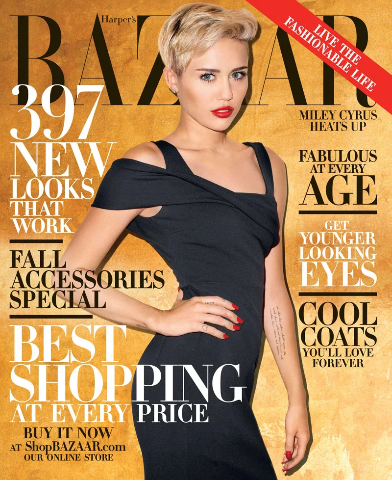 Miley Cyrus covers the Harper's Bazaar October 2013 edition