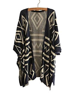 Ladies' Batwing Shawl Knitwear  Print Loose Batwing Sleeve Shawl Cardigan Knitwear