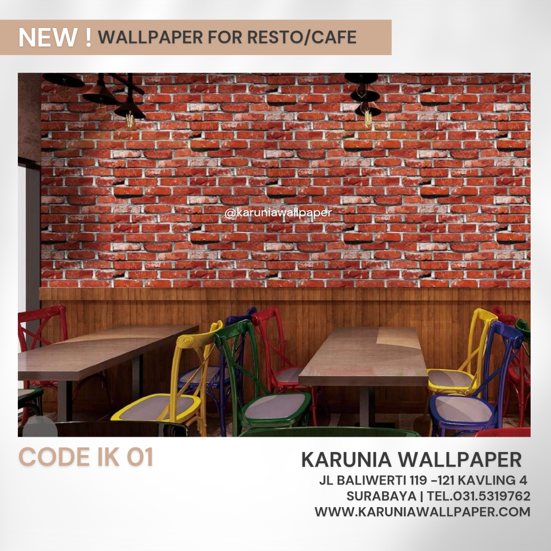 jual wallpaper cafe batu bata merah 3 Dimensi timbul