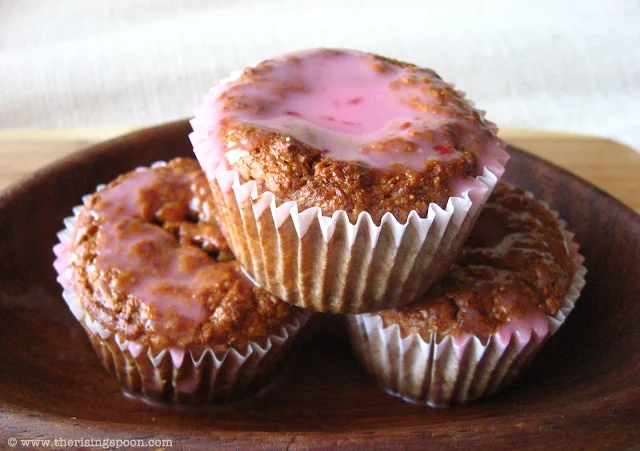 Banana Oat Muffins with a Blood Orange Glaze | www.therisingspoon.com