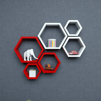 رف, تخزين,ديكور,hexagon, floating, shelves