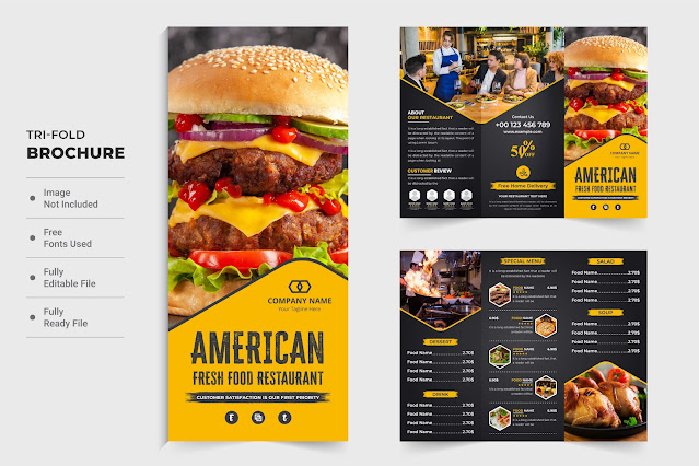 Restaurant promotion tri fold brochure free download