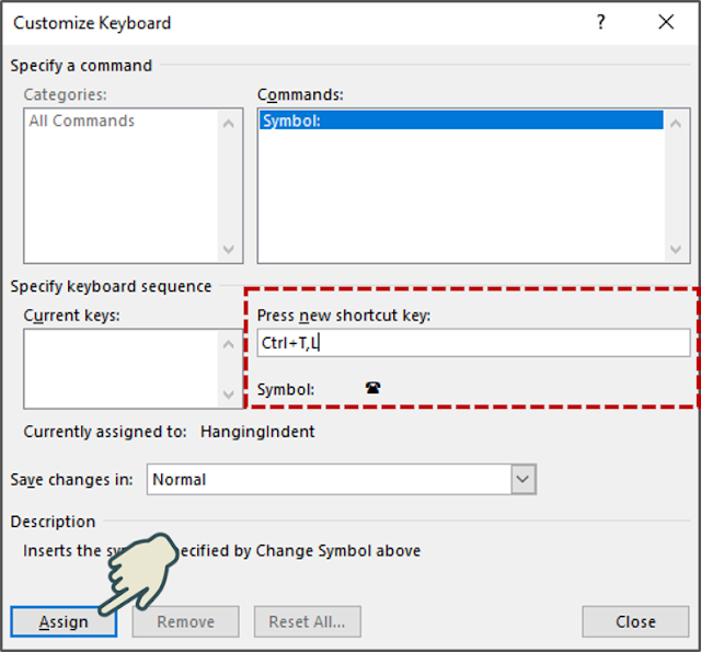 Menetapkan Pintasan Keyboard ke Simbol 3