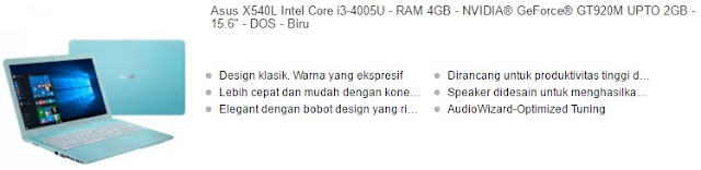 harga laptop asus core i3 vga nvidia tipe x540l
