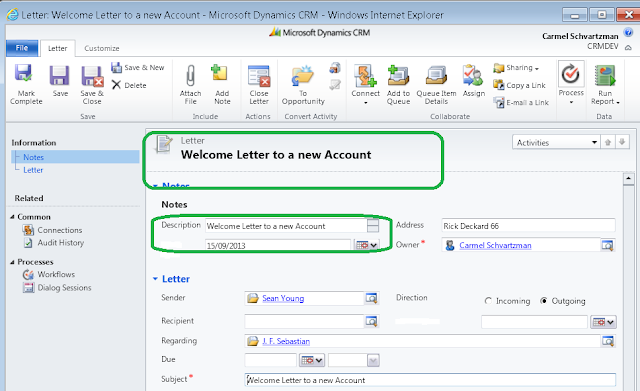 How to create a Dynamics CRM Workflow to send Letters