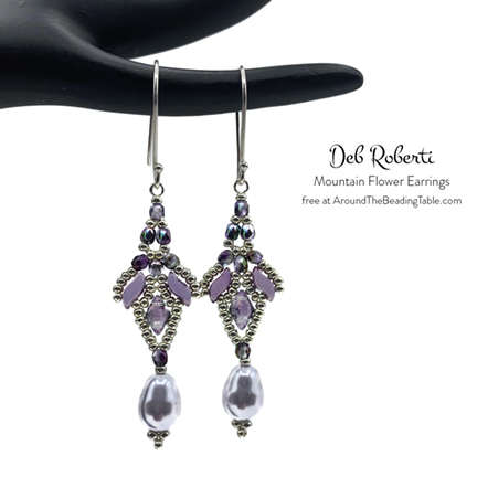 Mountain Flower Earrings, free bead pattern