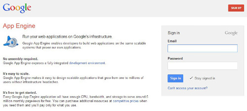 Sign up for Google App Engine