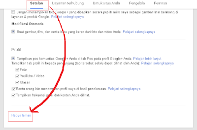 Pesan Setelah Hapus Laman Google Plus