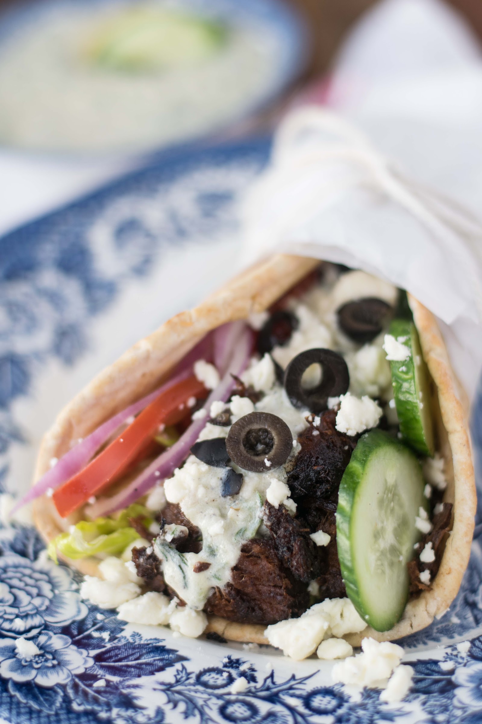 Easy Crockpot Gyros with Homemade Tzatziki Sauce (plant based alternatives included)