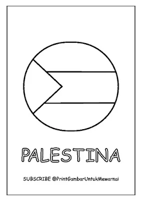 Gambar Mewarnai Bendera Palestina PDF Bentuk Lingkaran Bulat 1