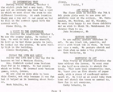 Page 5 (bottom part) of the October 1967 issue of Hi Lights, the student newspaper of St John Elementary School in Seward, Nebraska.