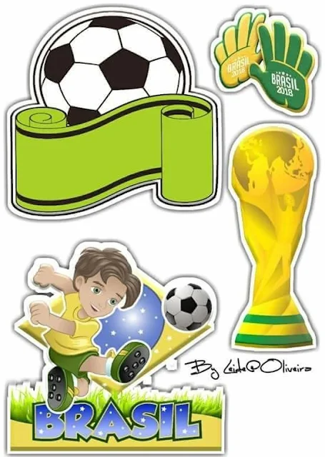 Brazil Soccer World Cup Free Printable Cake Toppers.