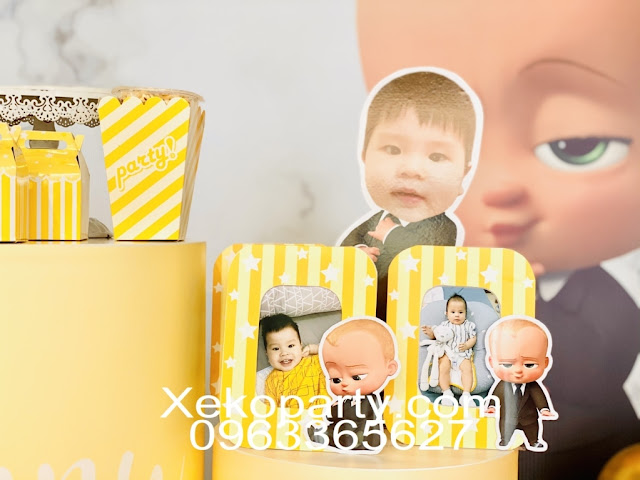 Trang trí tiệc thôi nôi sinh nhật tại nhà giá rẻ bé Minh Khoa chủ đề bossbaby.