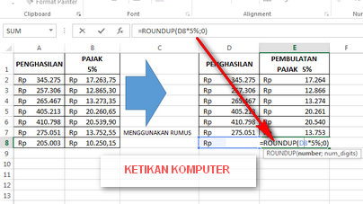 pembulatan angka keatas dengan rumus