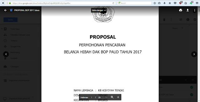 CONTOH PROPOSAL PENCAIRAN DANA BOP PAUD TAHUN 2017 - Sang 