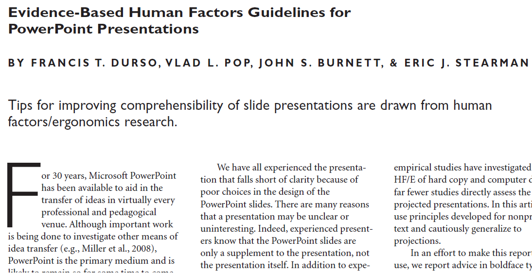  Evidence-Based Human Factors Guidelines for PowerPoint Presentations