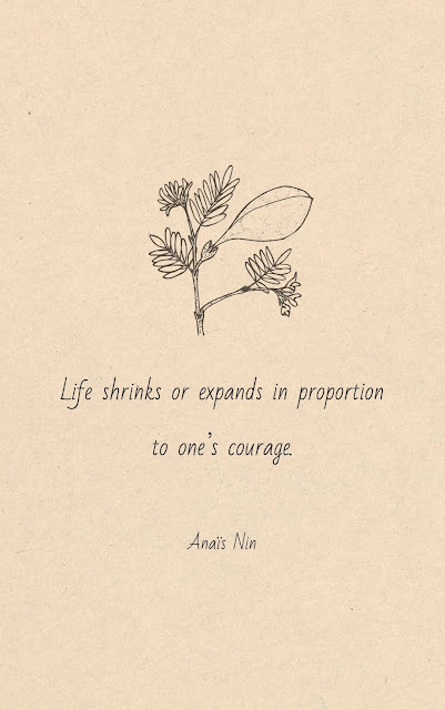 Inspirational Motivational Quotes Cards #8-29 "Life shrinks or expands in proportion to one’s courage." (Anaïs Nin)