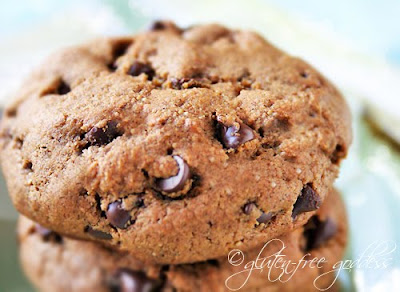 Gluten free chocolate chip cookies baked with espresso