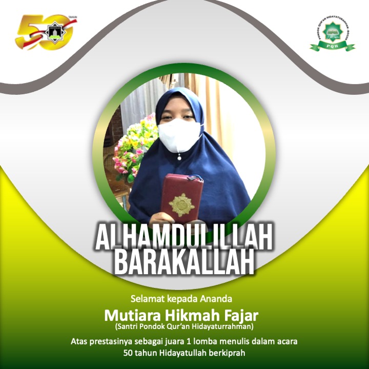 Ananda Mutiara Hikmah Juara 1 Lomba Karya Tulis 50 Tahun Hidayatullah