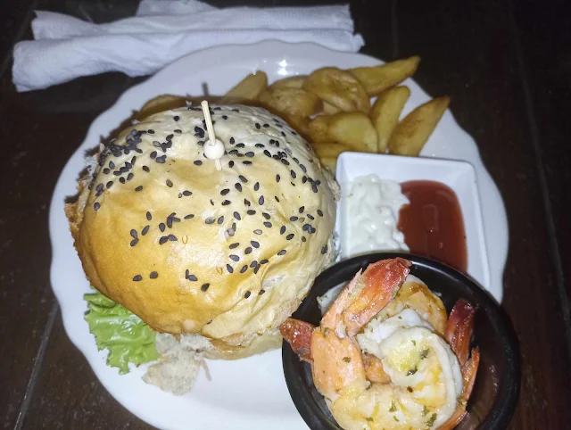 "Trafasi burger from Tori Oso restaurant and cafe in Paramaribo"