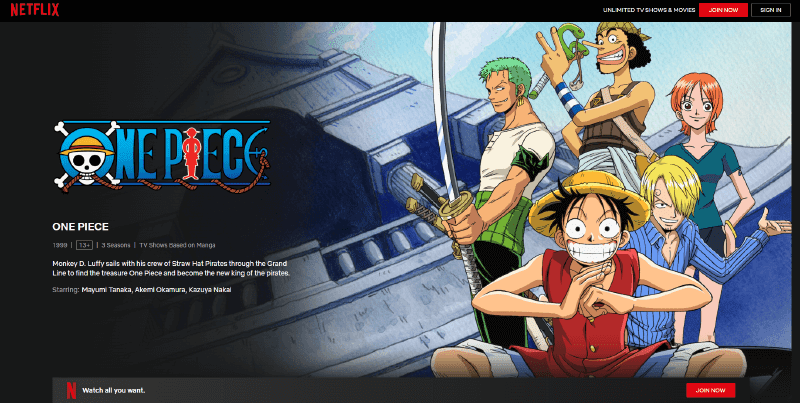 One Piece anime is now available on Netflix, forms big 3