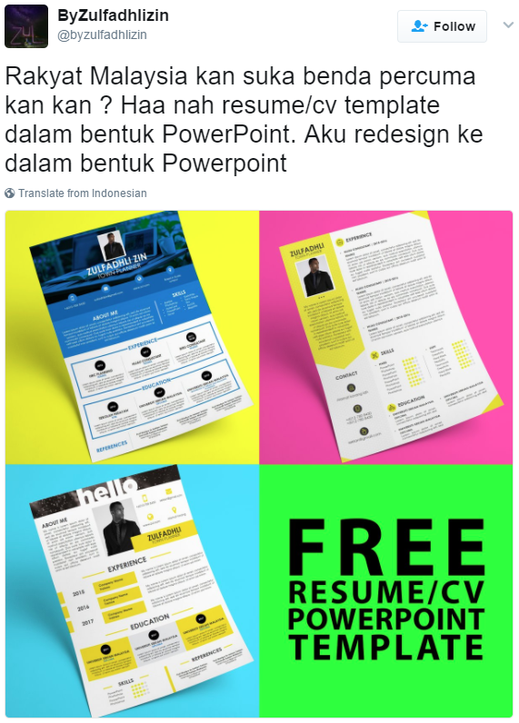 Muat Turun 3 Template Resume & CV Dalam Bentuk PowerPoint 