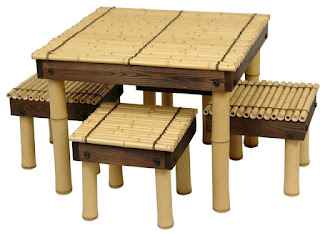 kursi meja dari bambu sederhana