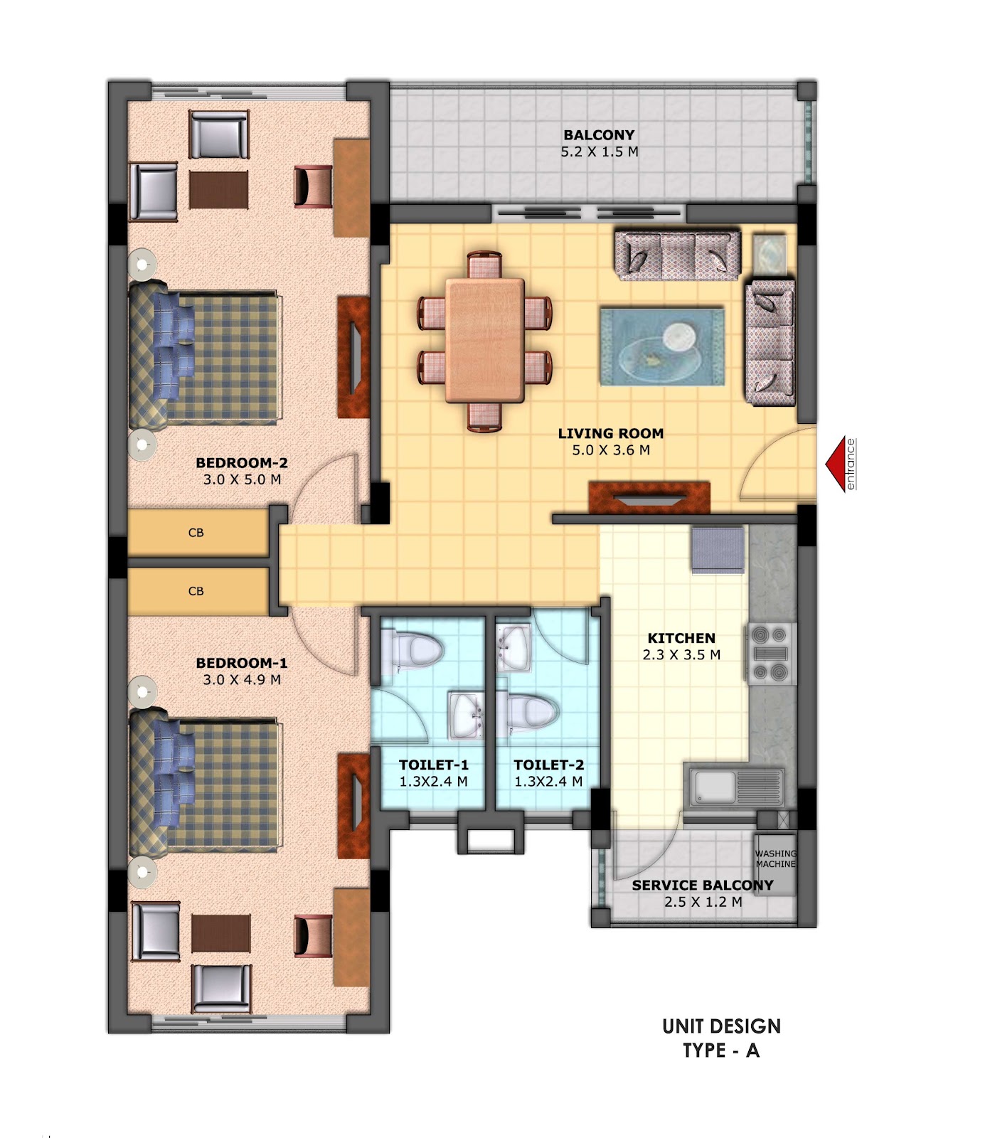 rent a flat A1 Apartment Floor Plan | 1392 x 1600