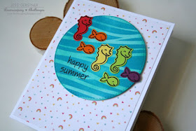 Rainbow Under the Sea Card by Jess Gerstner for Lawnscaping Challenges using Lawn Fawn Critters in the Sea