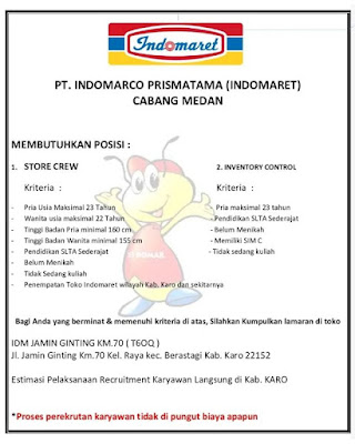 Lowongan Kerja Sumatera Utara Lulusan SMA Februari 2023 di PT Indomarco Prismatama
