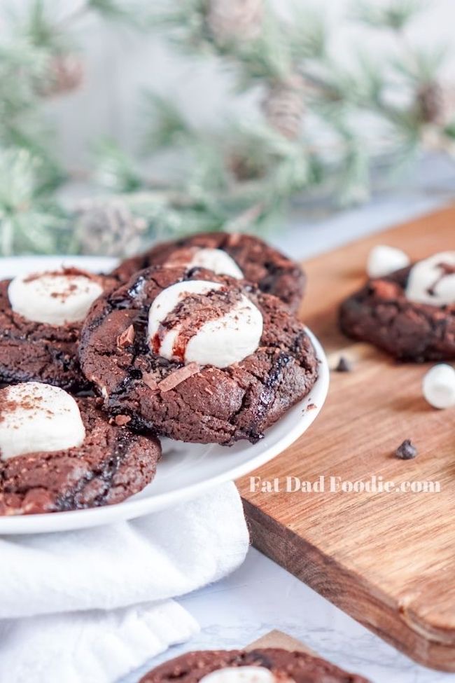 Hot Chocolate Cookies by Fat Dad Foodie featured at Pieced Pastimes