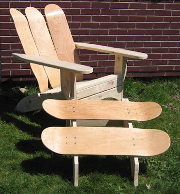 Skateboard Wooden Adirondack Chair and Ottoman