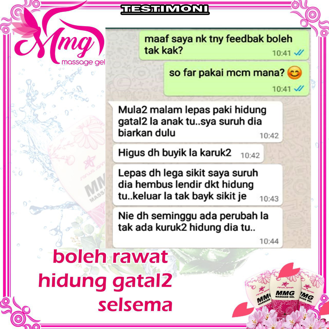 Rawat simptom resdung dengan minyak urut moden MMG.